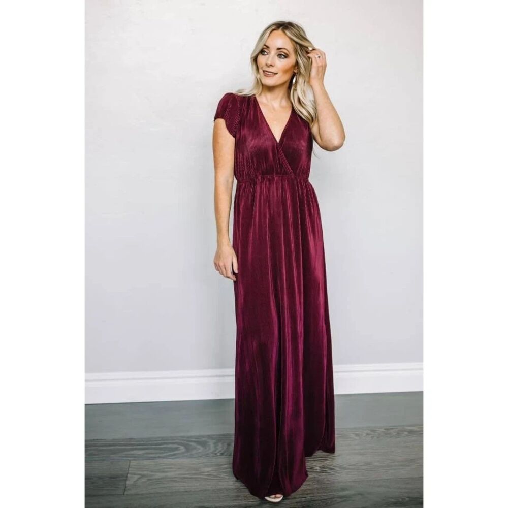 Baltic Born Athena Pleated Maxi Dress Mulberry Size X